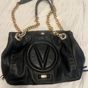 Valentino Black Leather Tote Bag